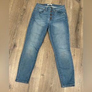 Madewell 9” High Riser Skinny Skinny Crop Jean with Button Fly Size 28